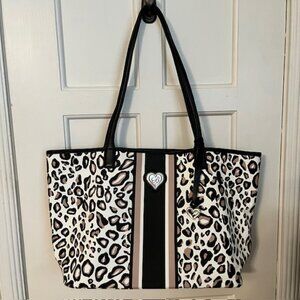 BRIGHTON TOTE BAG; BLACK, CREAM, TAN ANIMAL PRINT; NEVER USED!